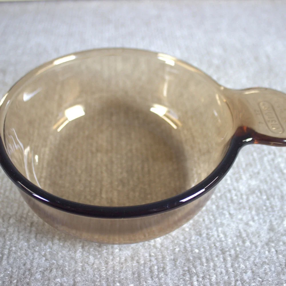 Visions by Corning Amber Glass Cookware Set Pot Pan Skillet 6 Piece Lot USA
